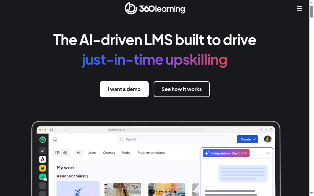 360Learning homepage