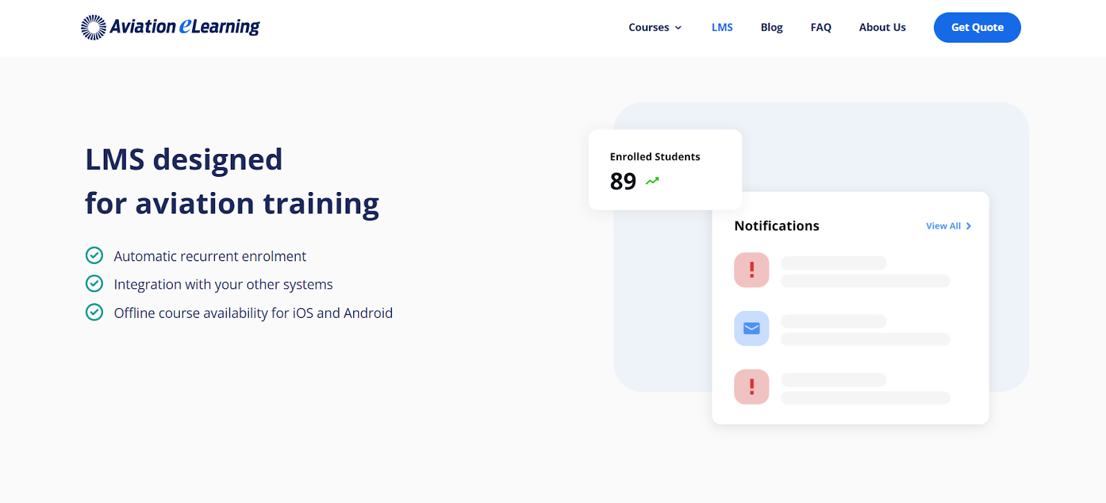 LMS designed for aviation training