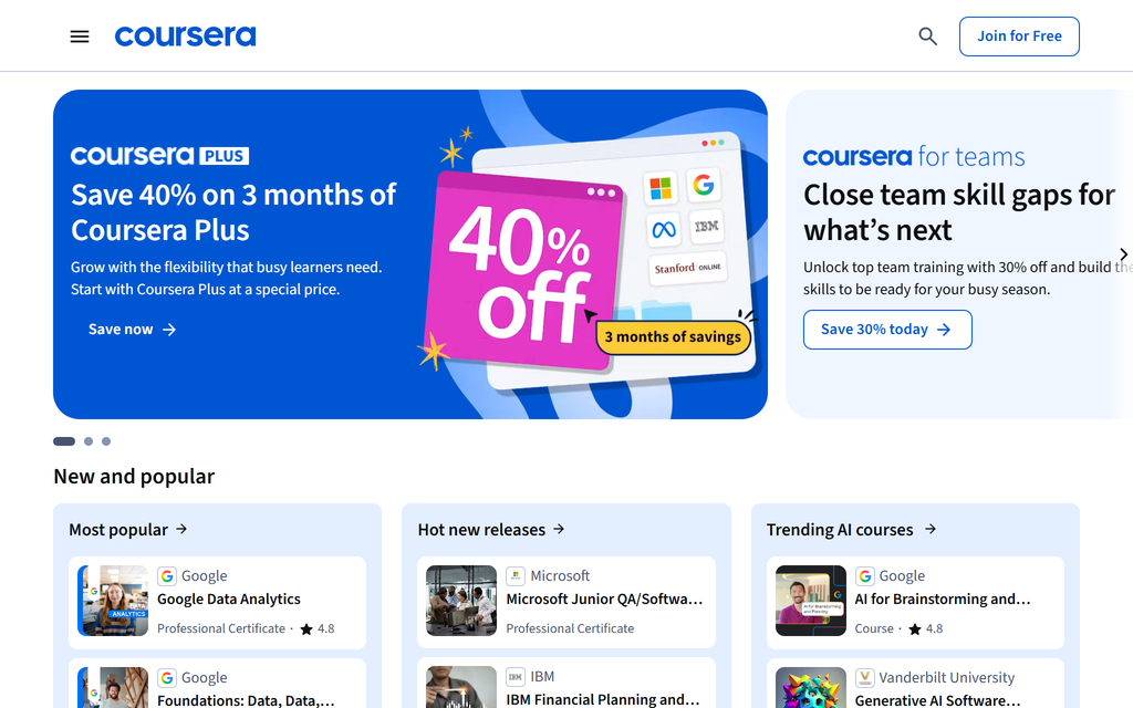 Coursera homepage