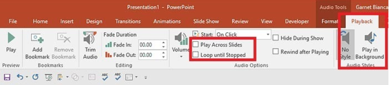 MS powerpoint audio tweaking