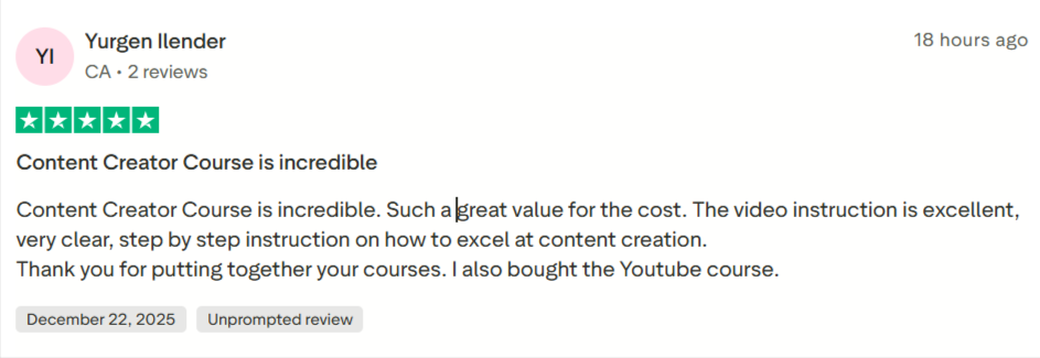 Positive review about AI Creator Course