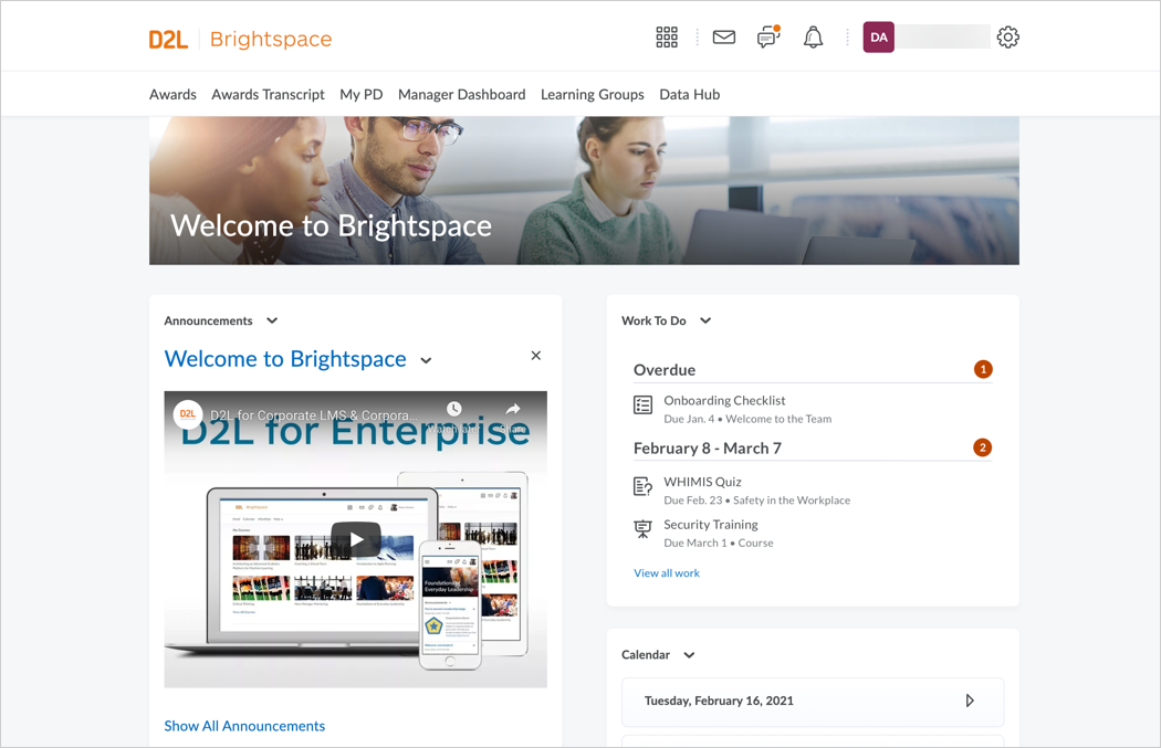 Brightspace UI