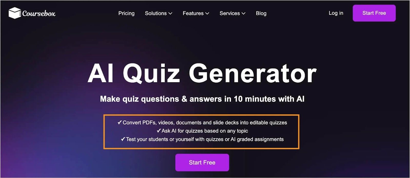 AI Quiz Generator of Coursebox