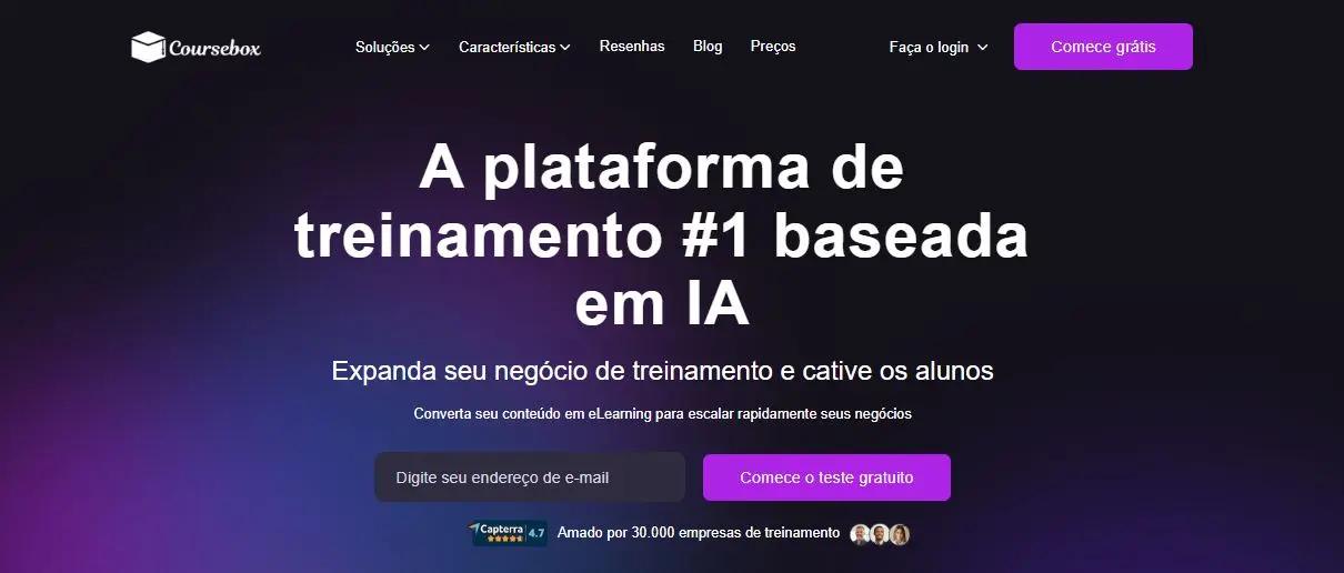 coursebox homepage portuguese