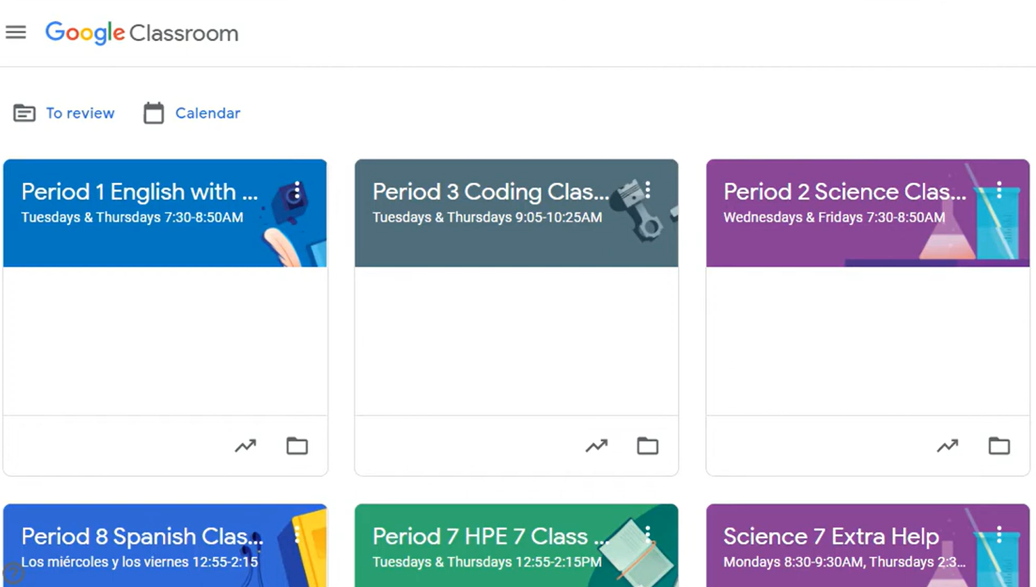 Google Classroom course organization