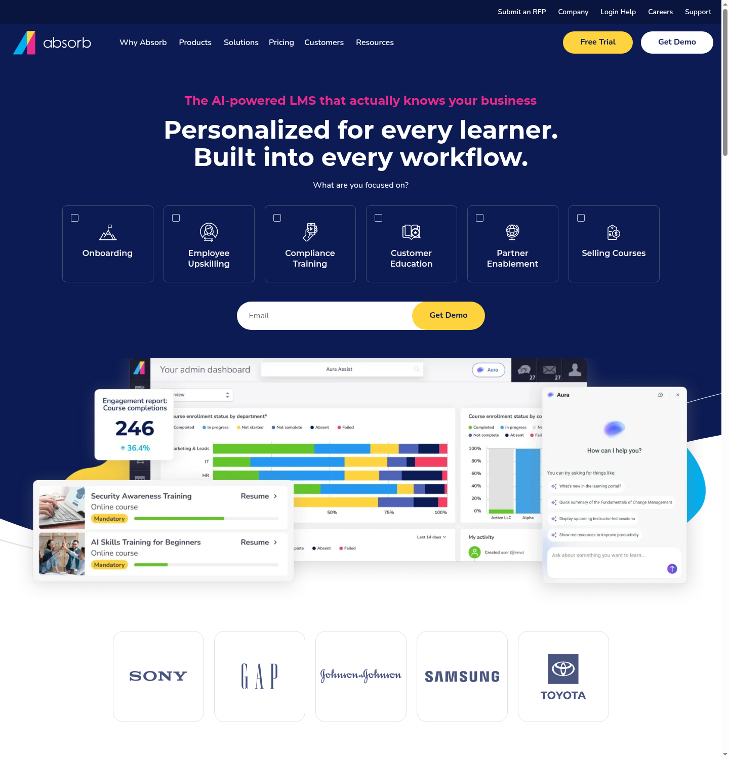 Absorb LMS homepage