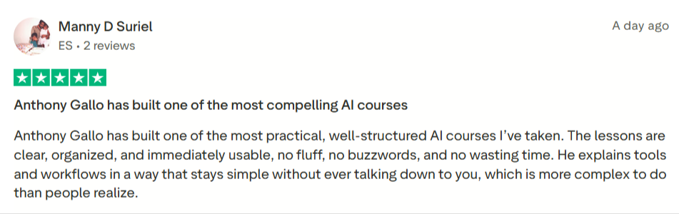 Positive review about AI Creator Course