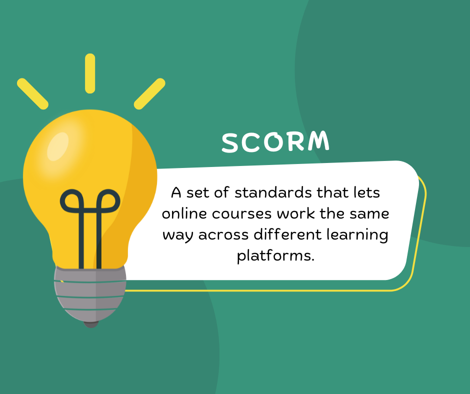 Scorm a set of standards that lets online courses work the same way across different learning