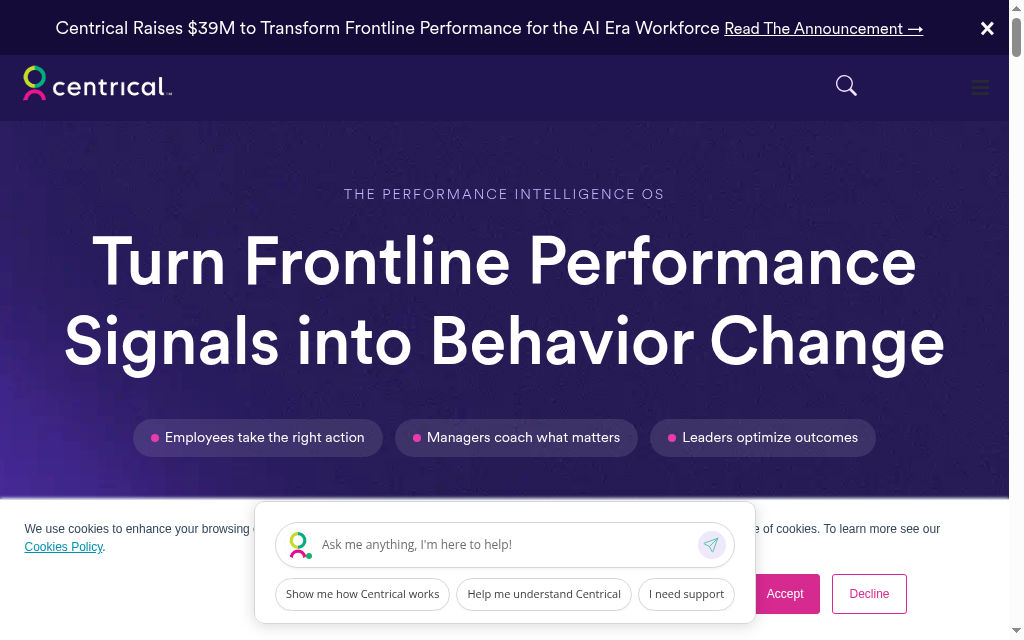 Centrical homepage