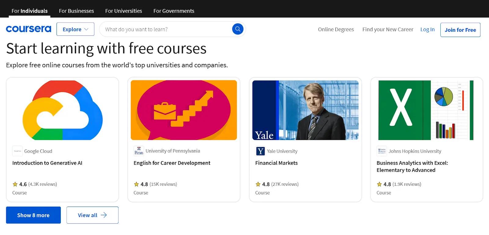 coursera homepage