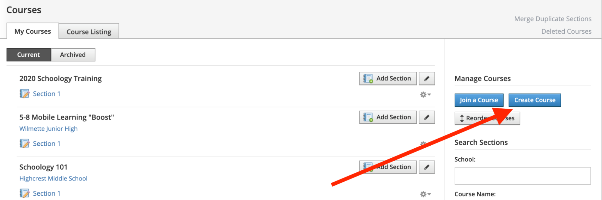 Schoology course creation