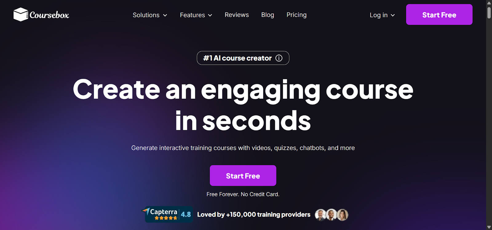 Coursebox homepage.