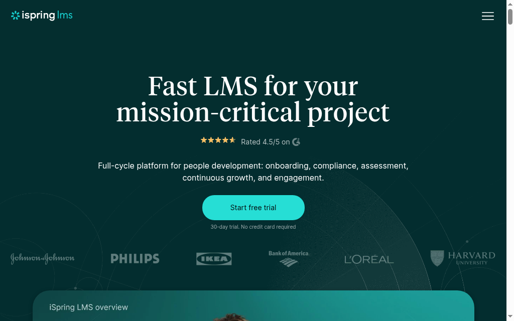 iSpring Learn homepage
