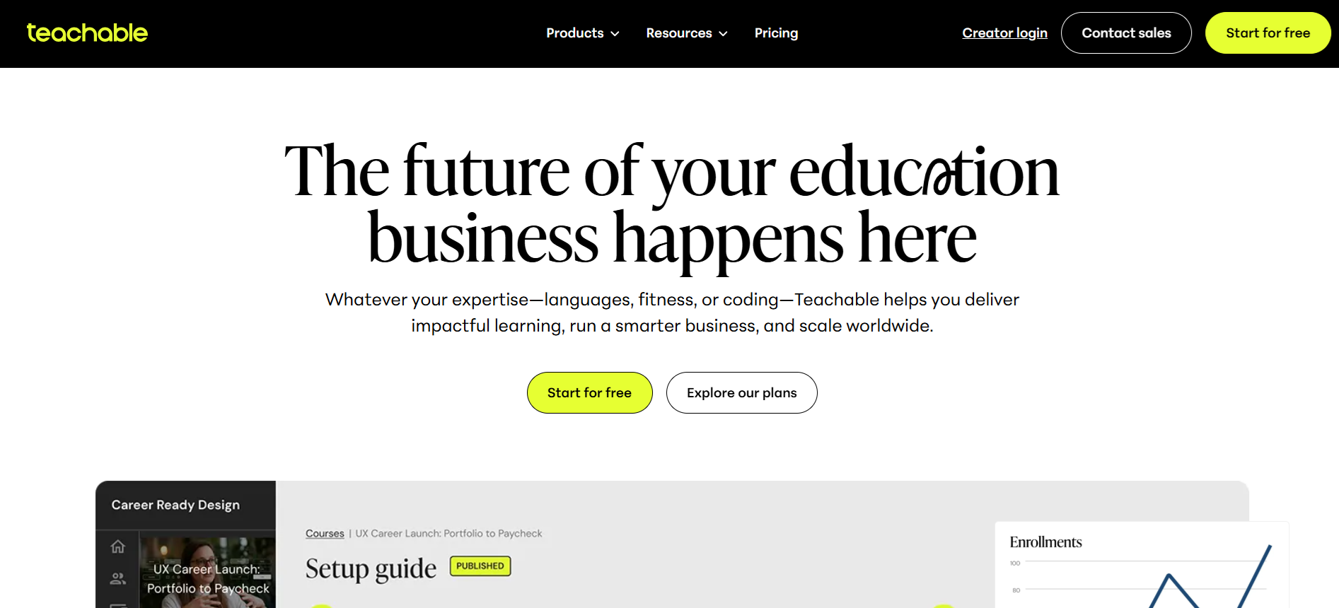 Teachable homepage