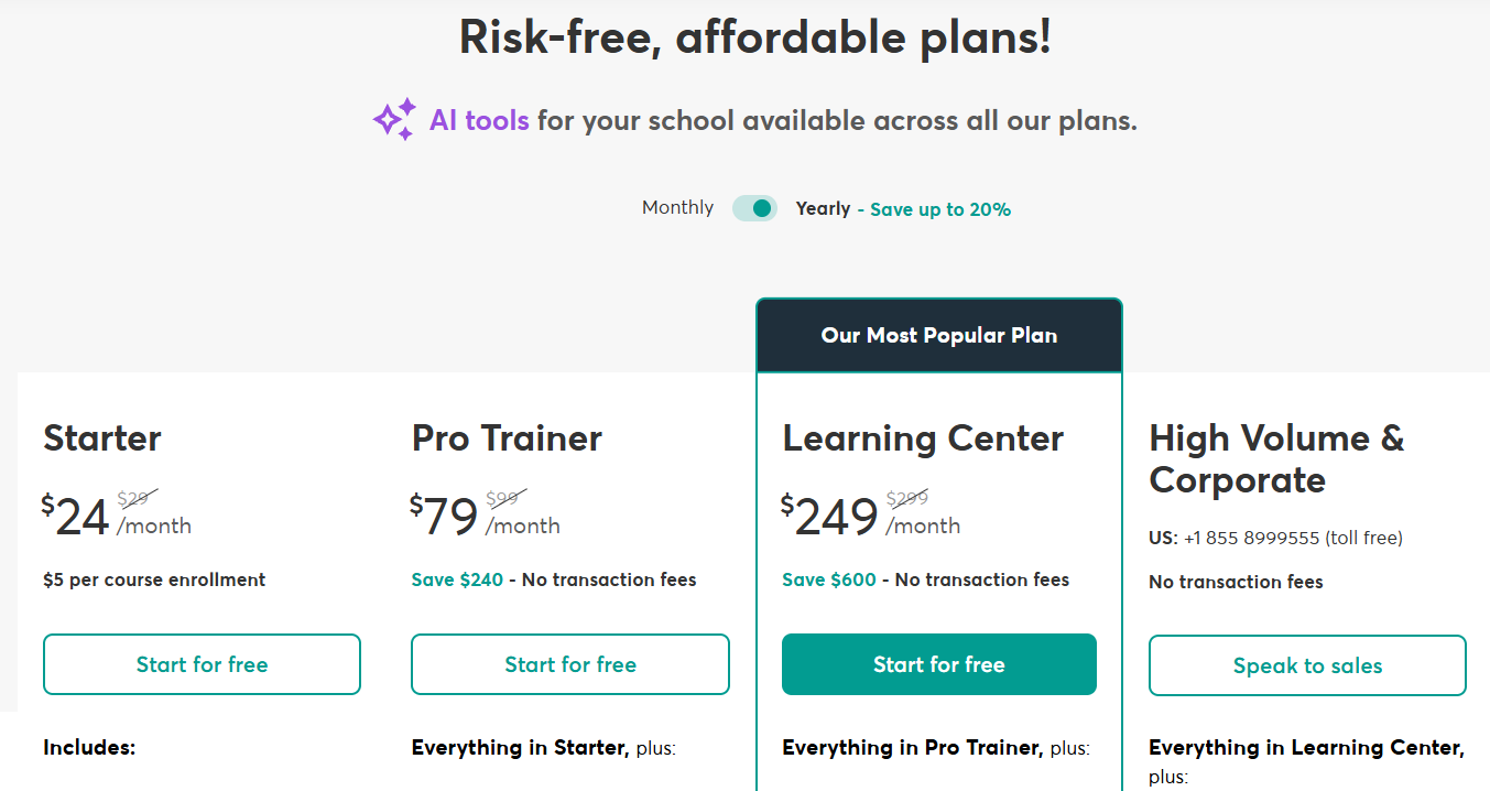 LearnWorlds pricing