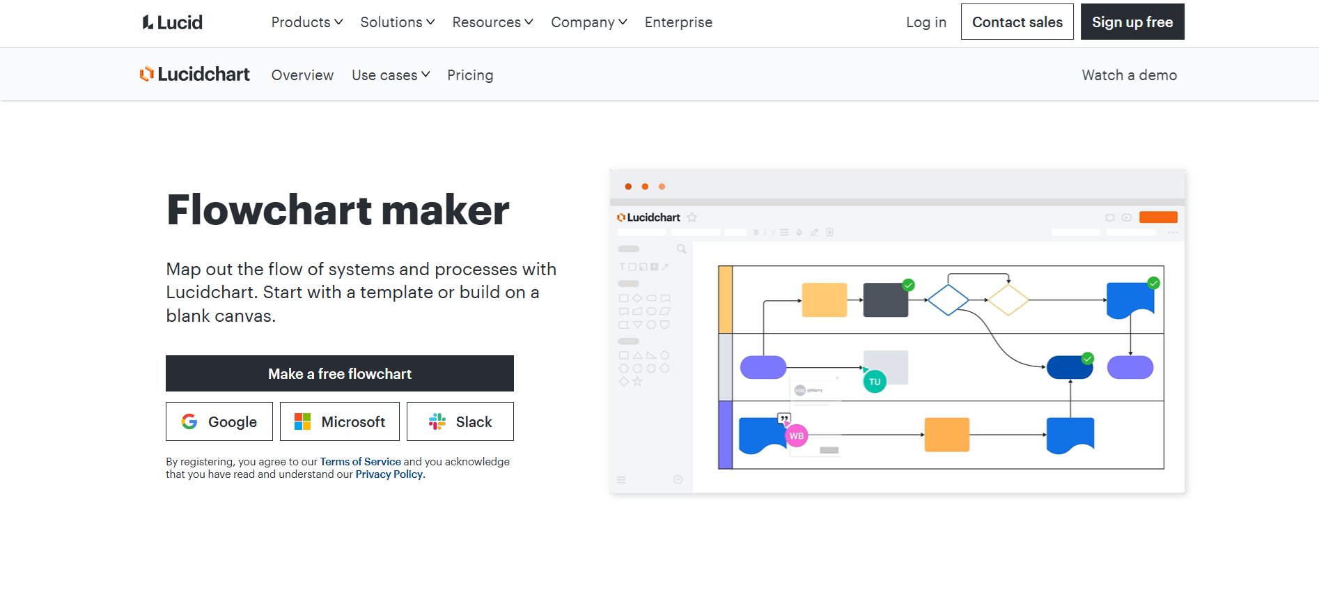 Lucidchart homepage