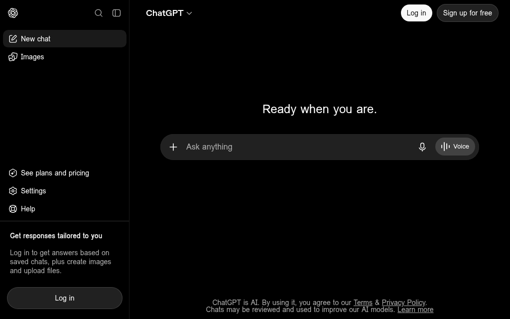 ChatGPT homepage