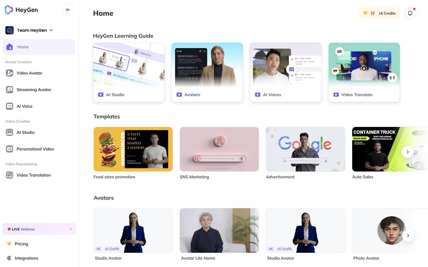 HeyGen UI