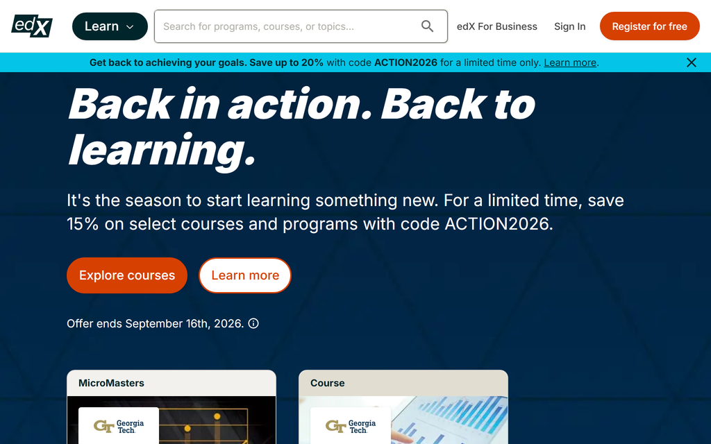 edX homepage