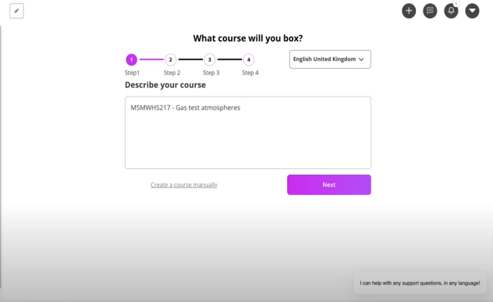 ai course creation screen