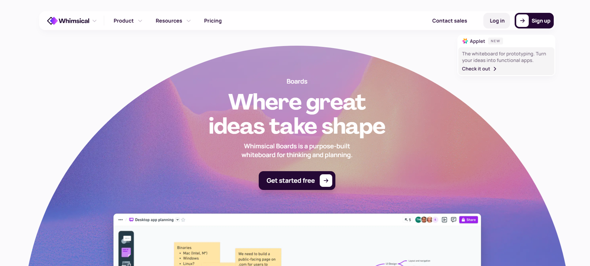 Whimsical homepage