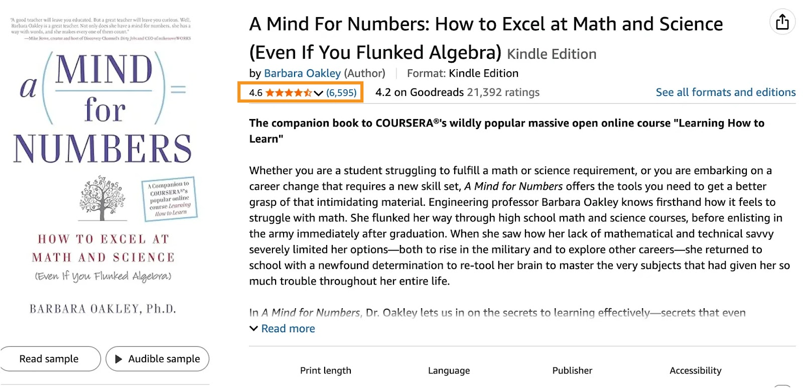 A Mind for Numbers by Barbara Oakley