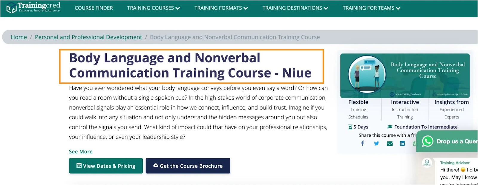 Body language and nonverbal communication training course