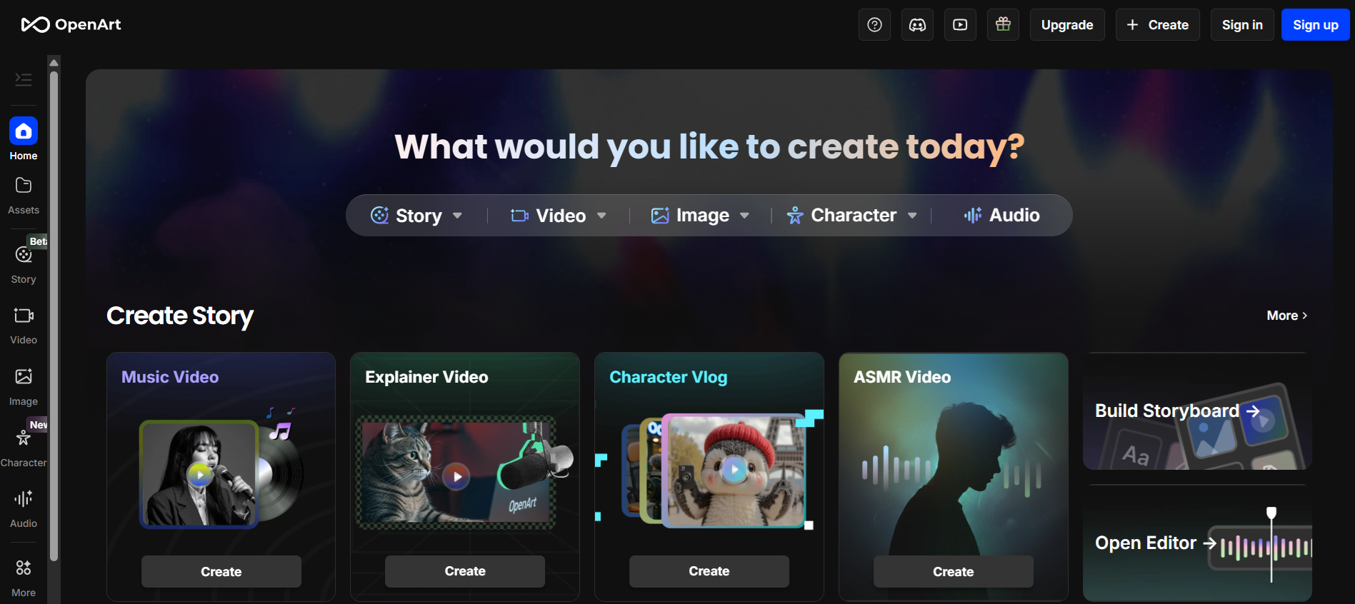 OpenArt homepage