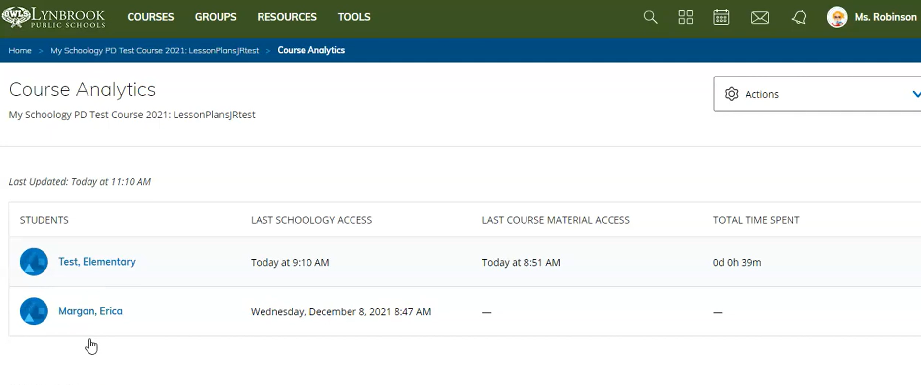 Schoology UI