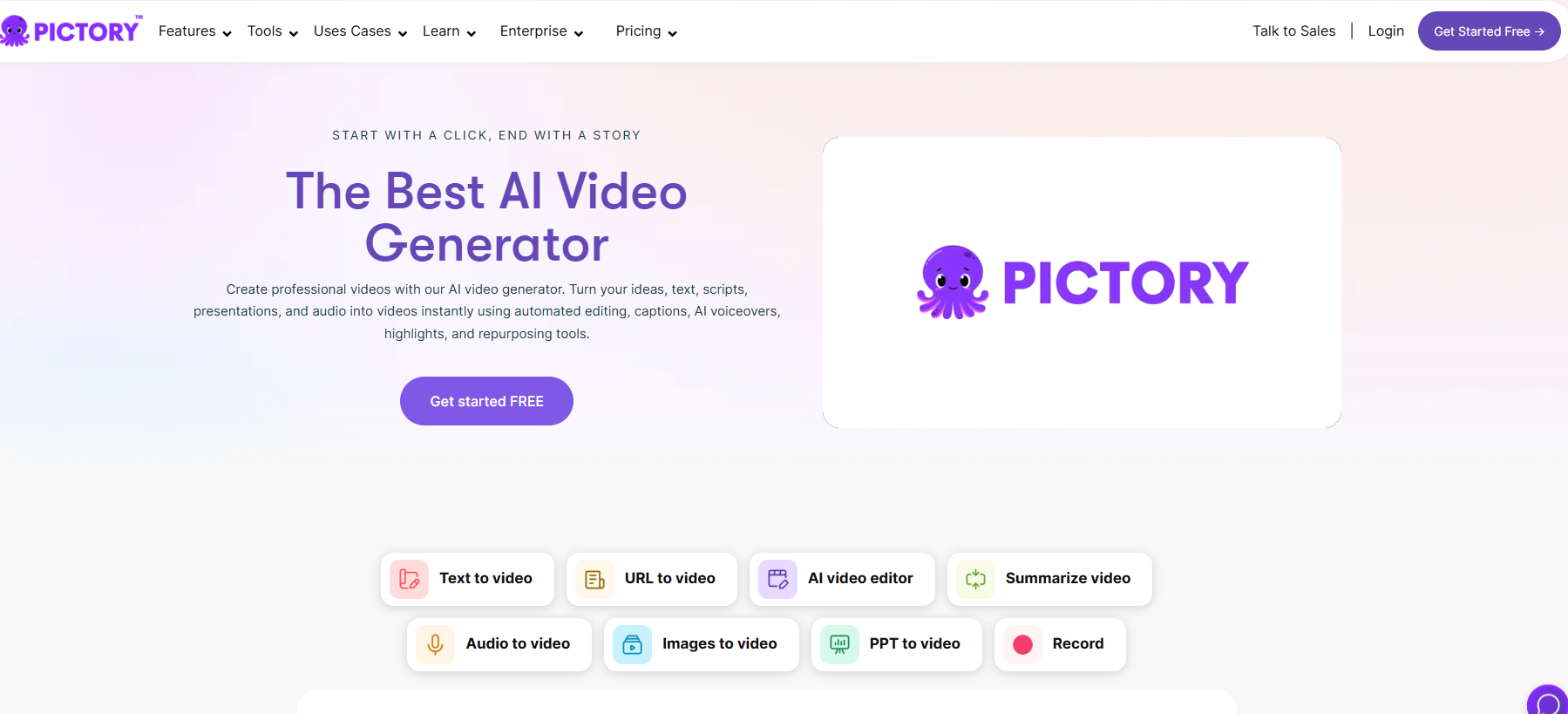 Pictory homepage