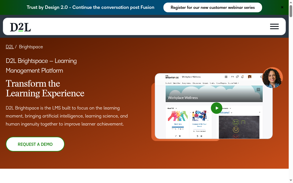 D2L Brightspace homepage