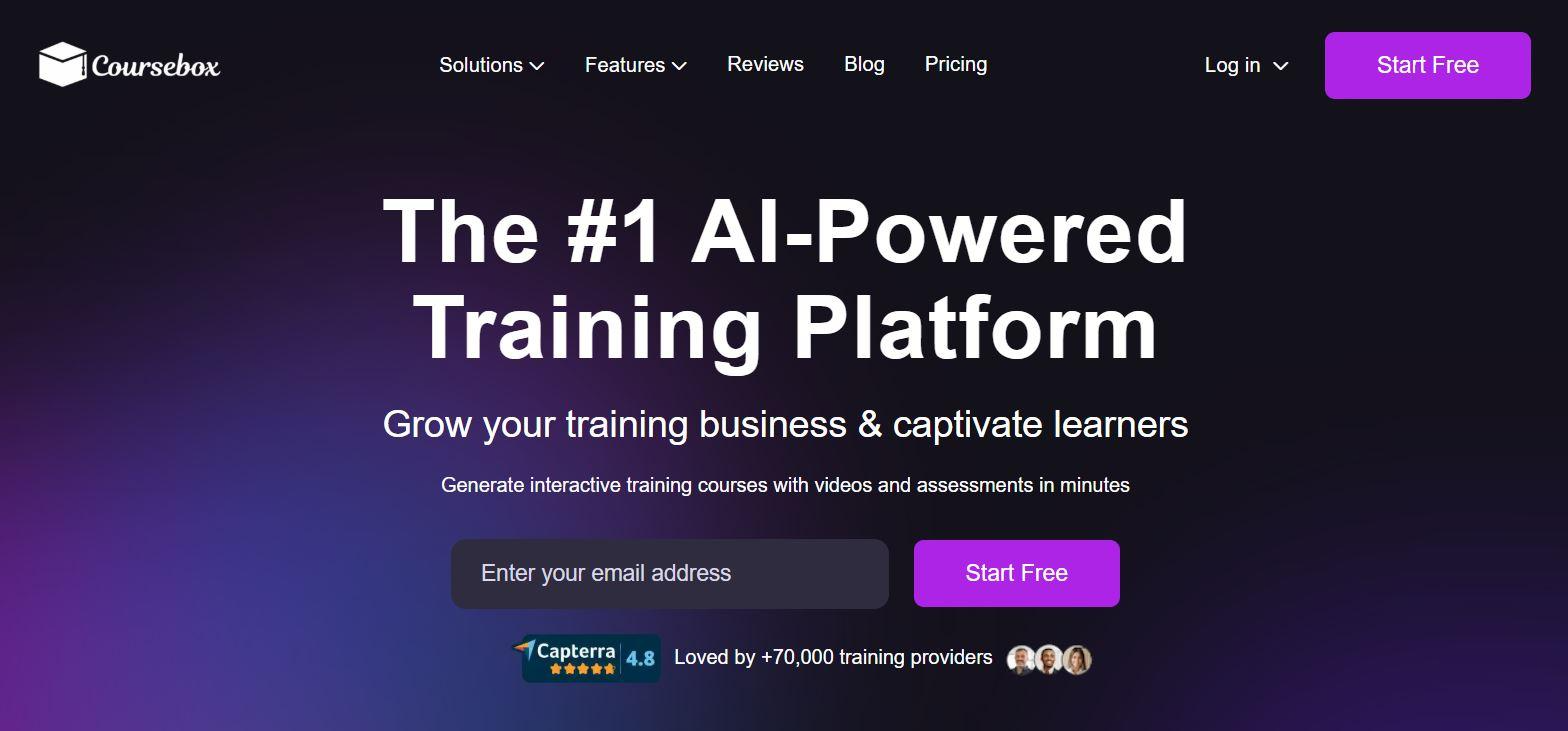Home page of Coursebox