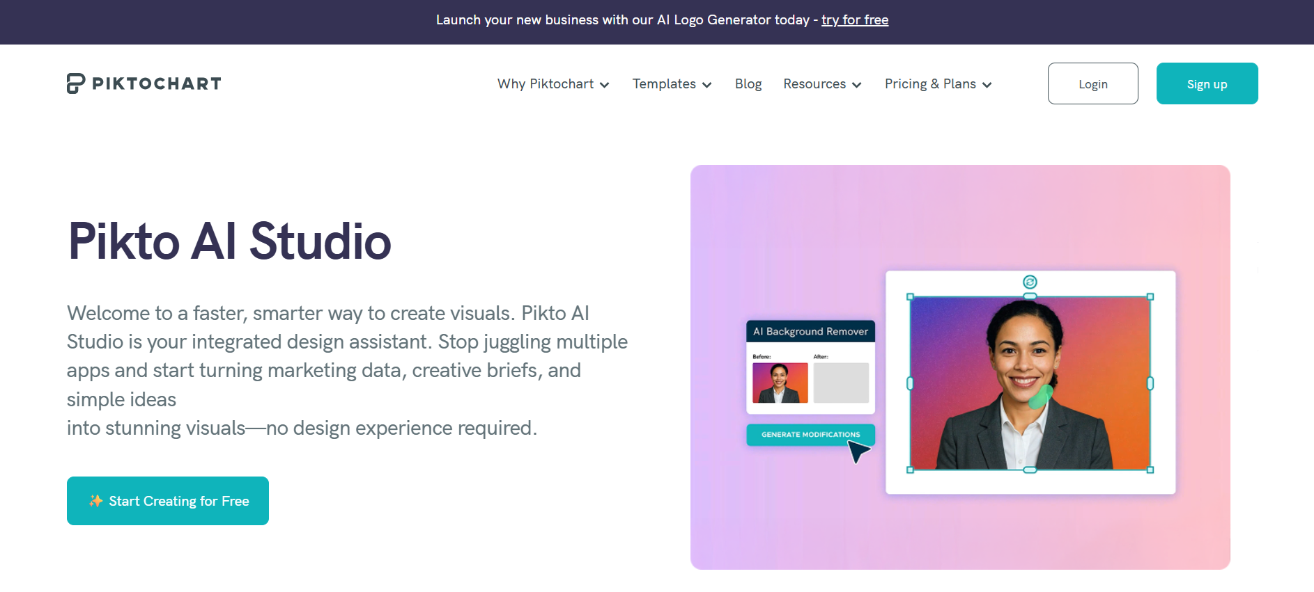 Piktochart homepage