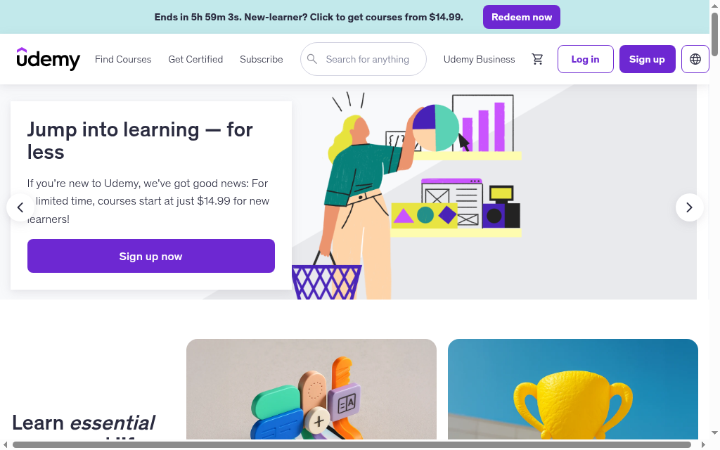 Udemy homepage