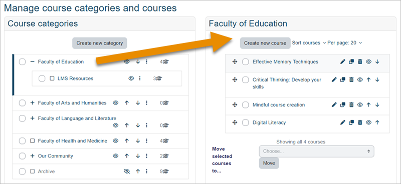 Manage Course Categories And Courses