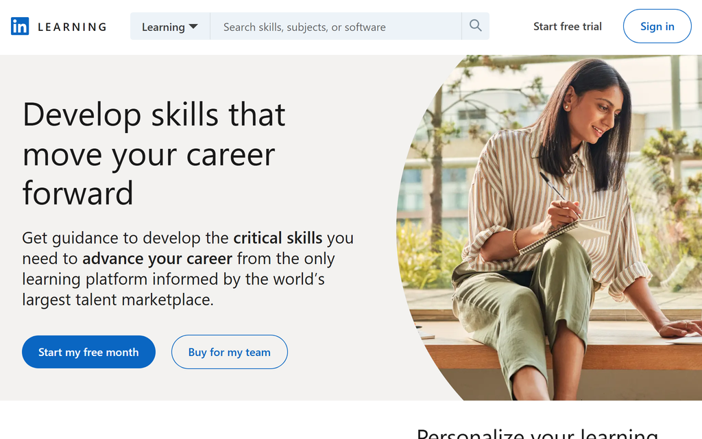 LinkedIn Learning homepage