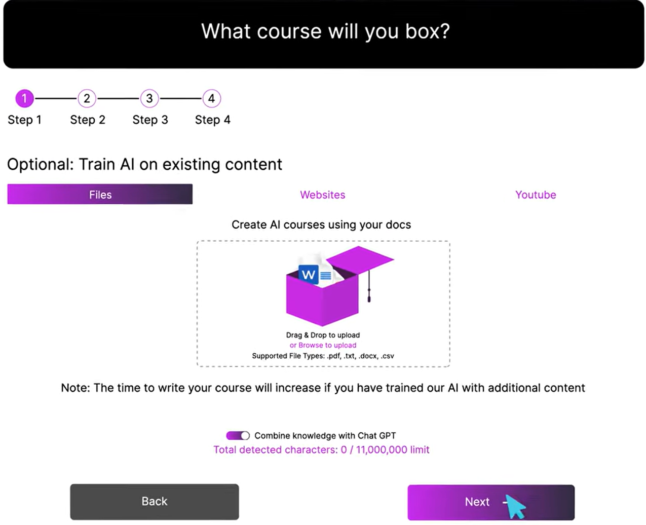 Coursebox supports multiple-choice questions, short-answer questions, and interactive formats, with automatic grading and feedback