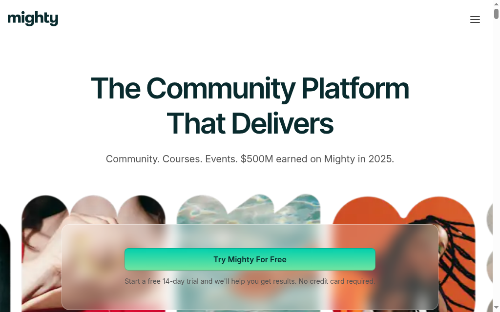 Mighty Networks homepage