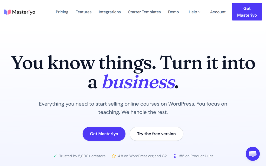 Masteriyo homepage
