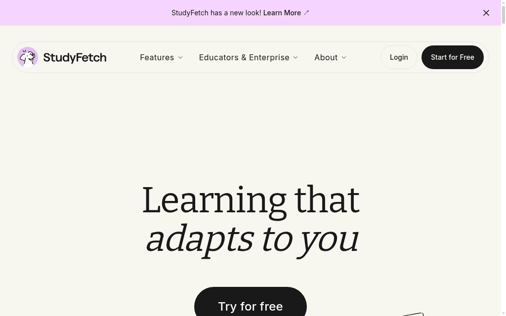 StudyFetch homepage