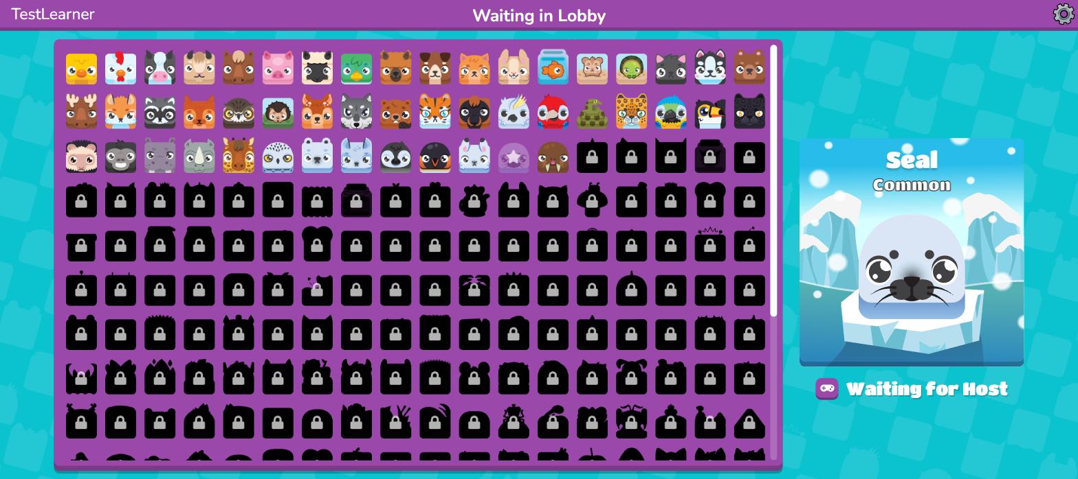 The player lobby with the Blook avatar grid, most of it locked