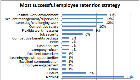 A bar chart showing employee retention strategies