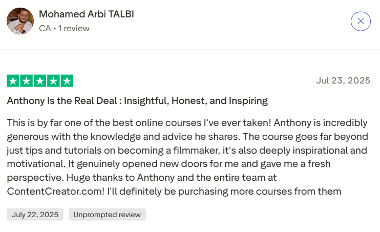 Positive review about AI Creator Course