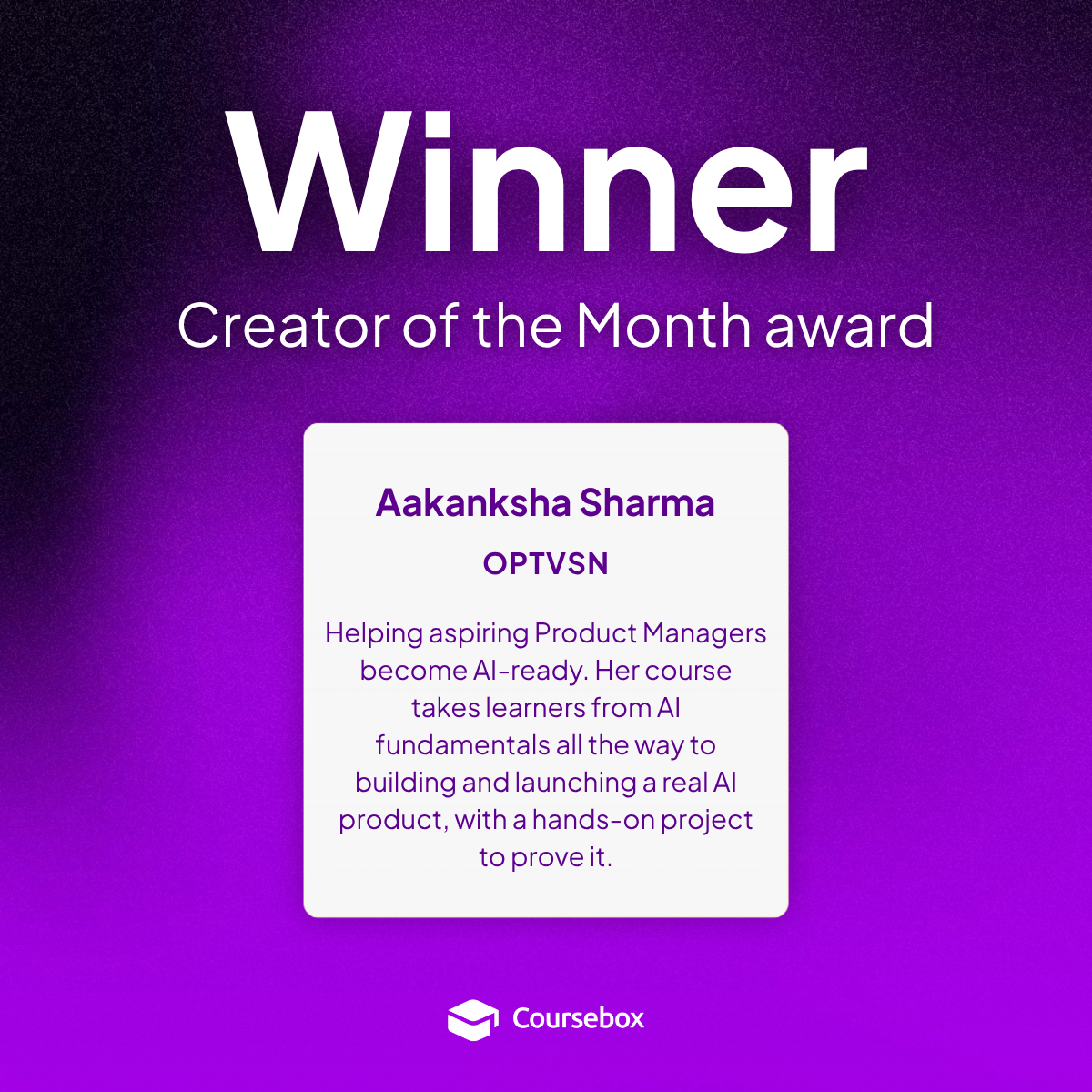 OPTVSN Journey named Coursebox Creator of the Month