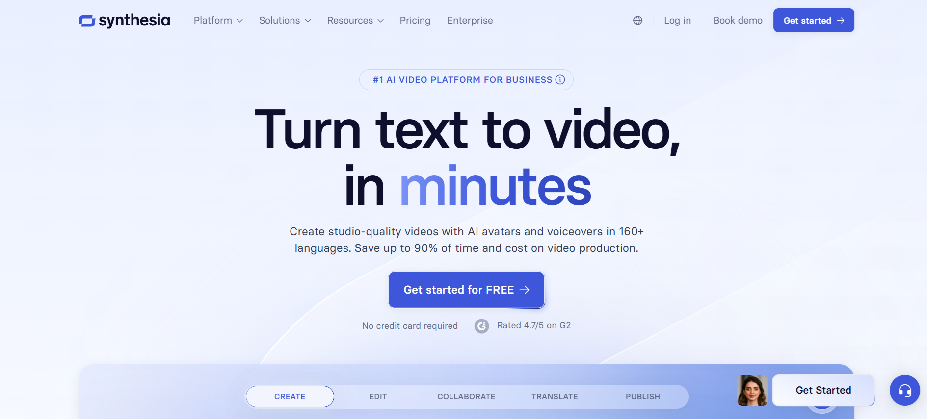 Synthesia turn text to video in minutes