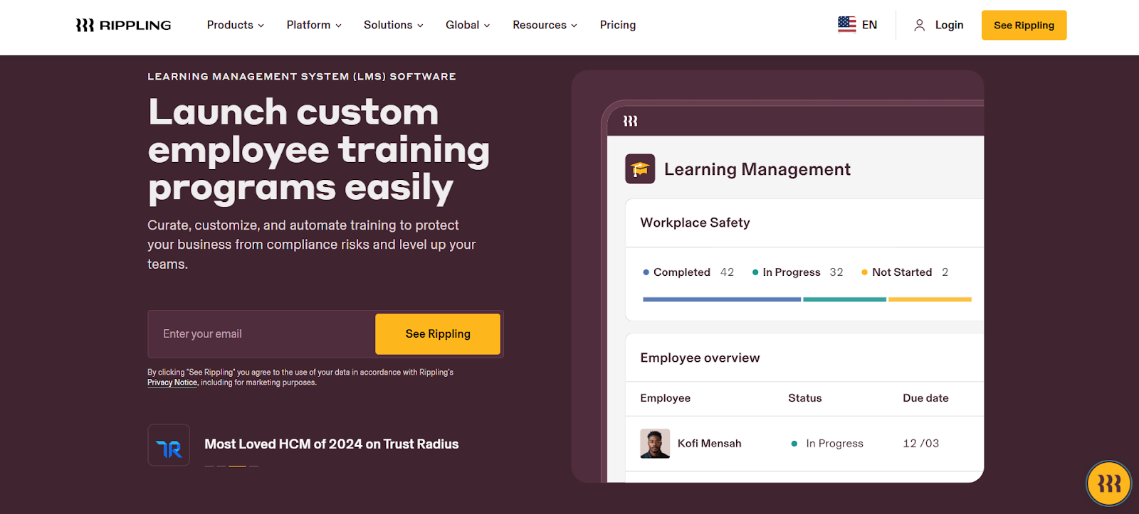 Rippling LMS Best for Integrated HR and Training