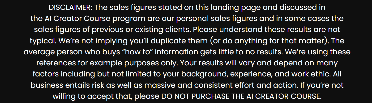 Disclaimer by AI Creator Course by Anthony Gallo