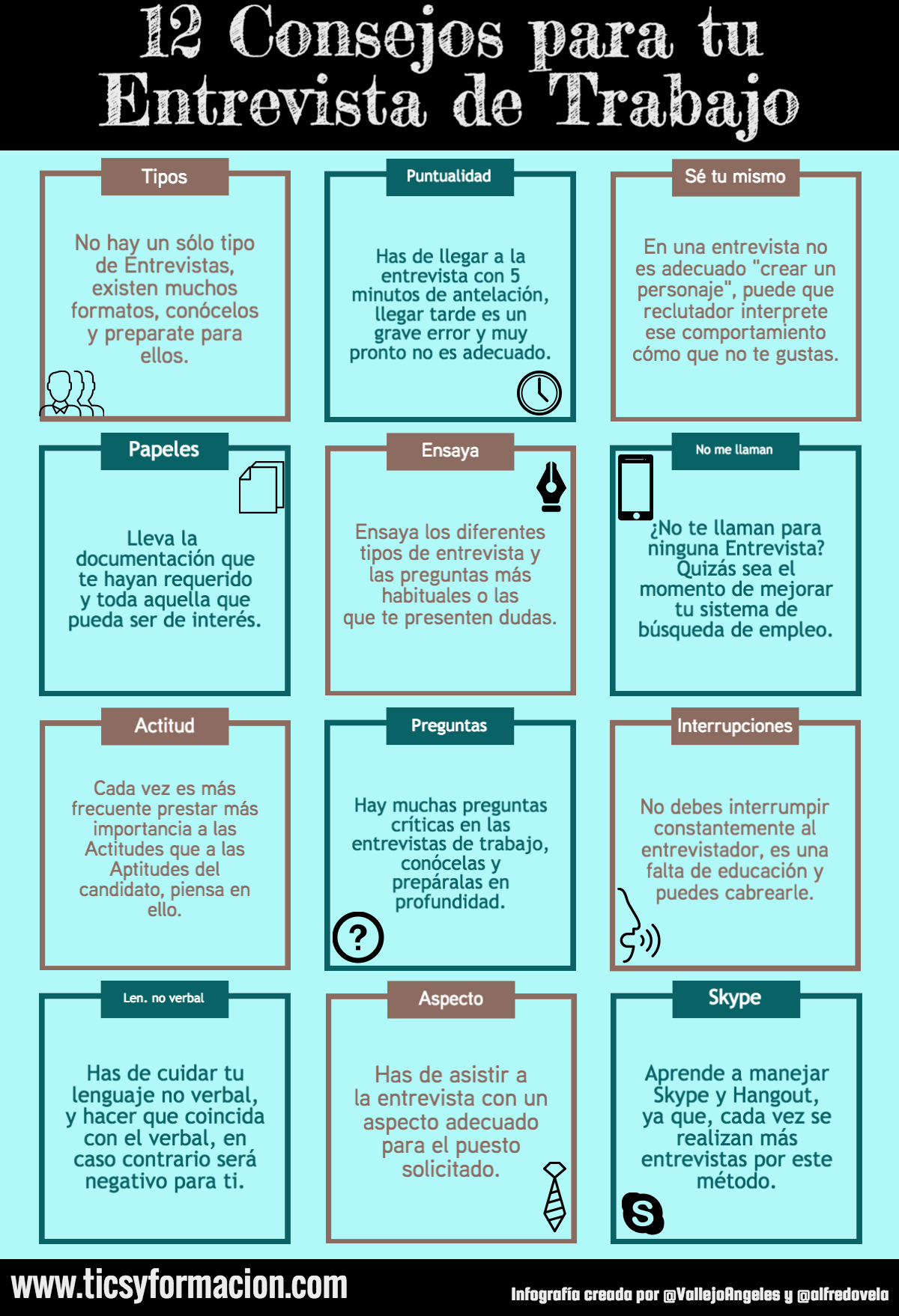 12 Consejos para tu Entrevista de Trabajo #infografia #infographic #empleo - TICs y Formación