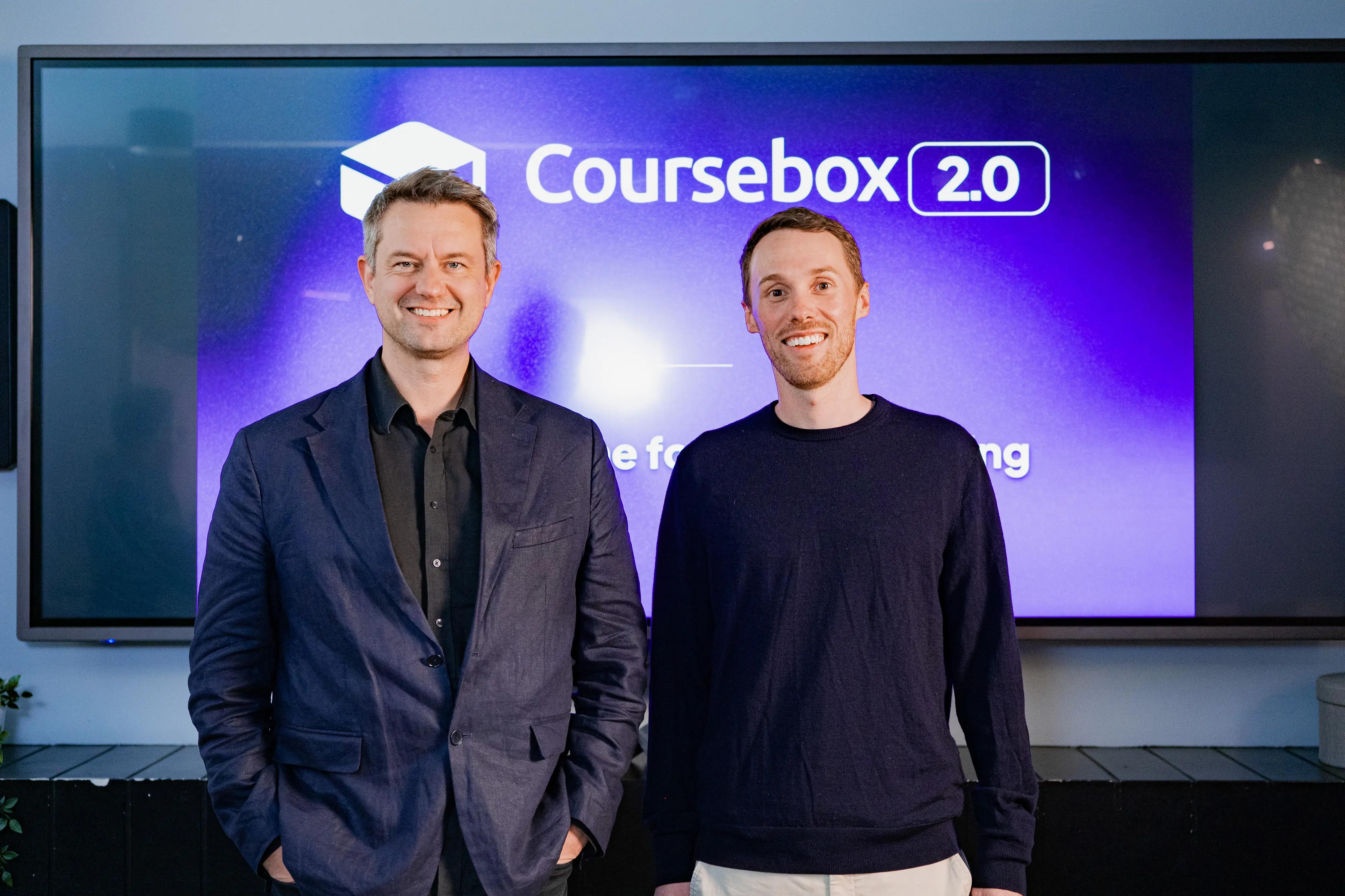 Alex Hey and Travis Clapp at the Coursebox 2.0 launch keynote