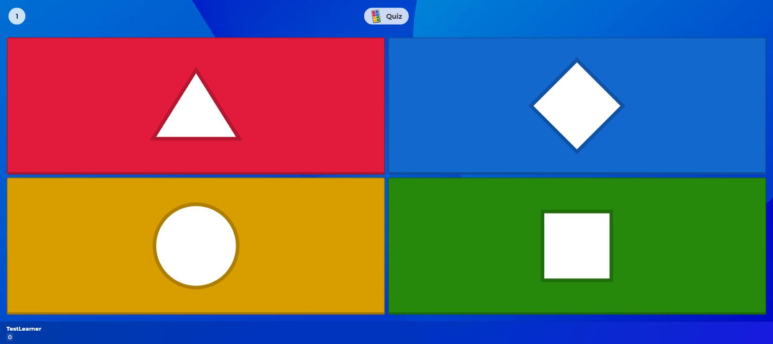 ...while the player screen shows only four blank shape buttons